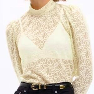 NEW Gap Sheer Crocket Top in Ivory